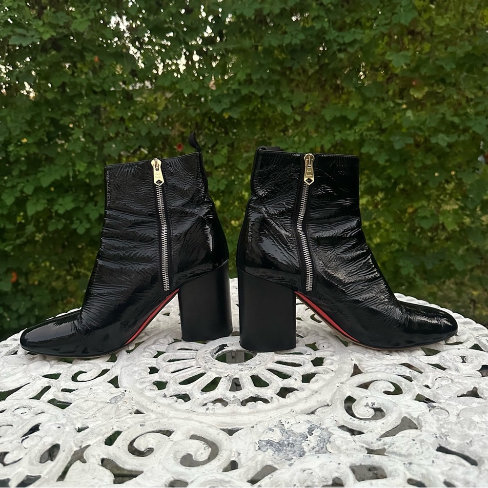 Black Patent Leather Ankle Boots